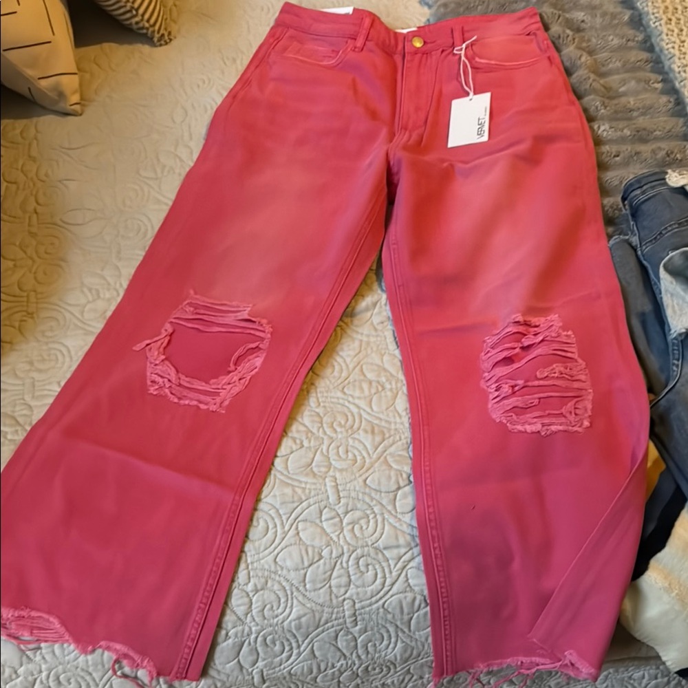 VERVET BY FLYING MONKEY Pink Flare Jeans